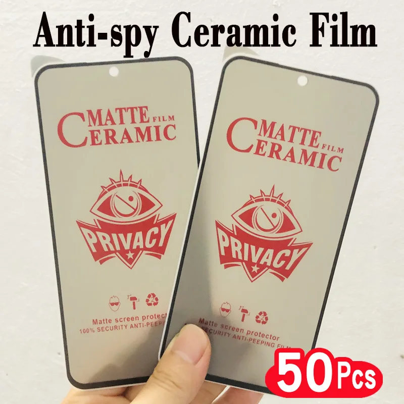 

50Pcs Soft Matte Ceramic Privacy Screen Protector For Samsung Galaxy A14 A24 A34 A54 5G A04 Core A04E Protective Anti-Spy Film