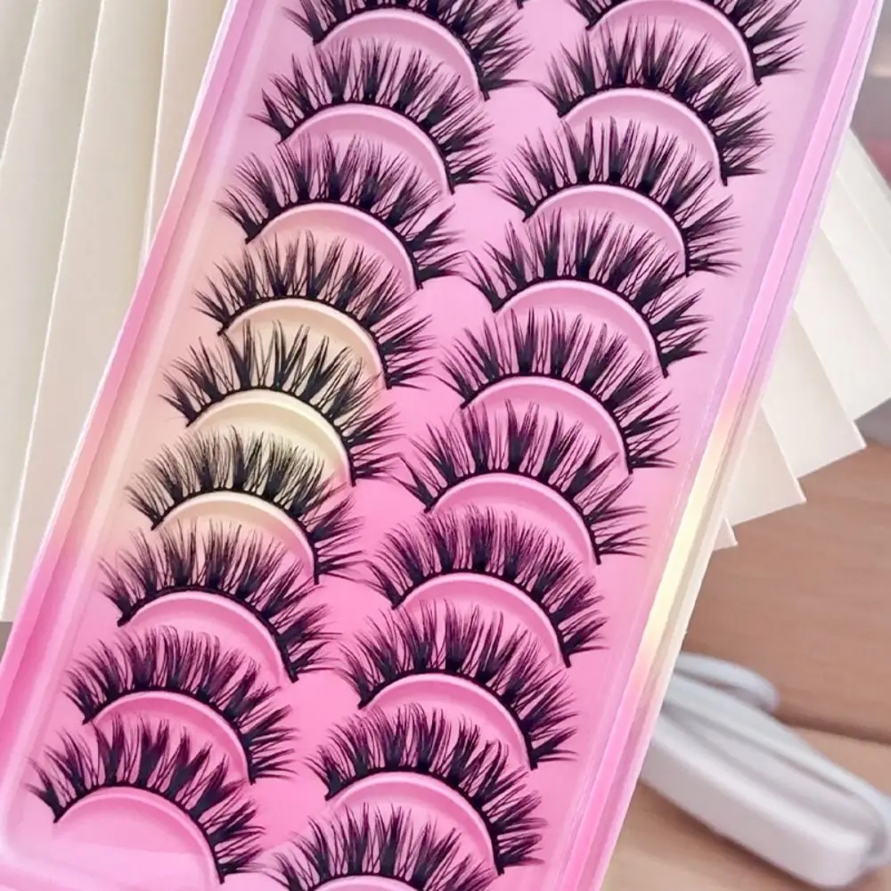 10 paar 3D Faux Nertsen Faux Nertsen Wimpers Pluizige Zwarte Band Valse Wimpers Natuurlijke Look Dikke Volume Nep Wimpers voor Dagelijks