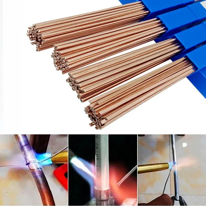 5/10Pcs Brass Welding Rod Phosphorus Copper Electrode Welding Wire Soldering Rod No Need Solder Powder Flat Round Welding Rods