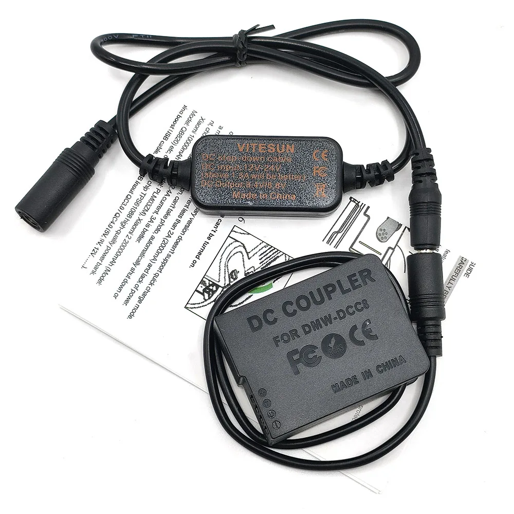12V-24V Step-Down Power Cable+DMW-BLC12 Dummy Battery DCC8 DC Coupler For Panasonic DMC-FZ2500 FZ300 GZ200 G85 G81 G80 DC-G97 G6