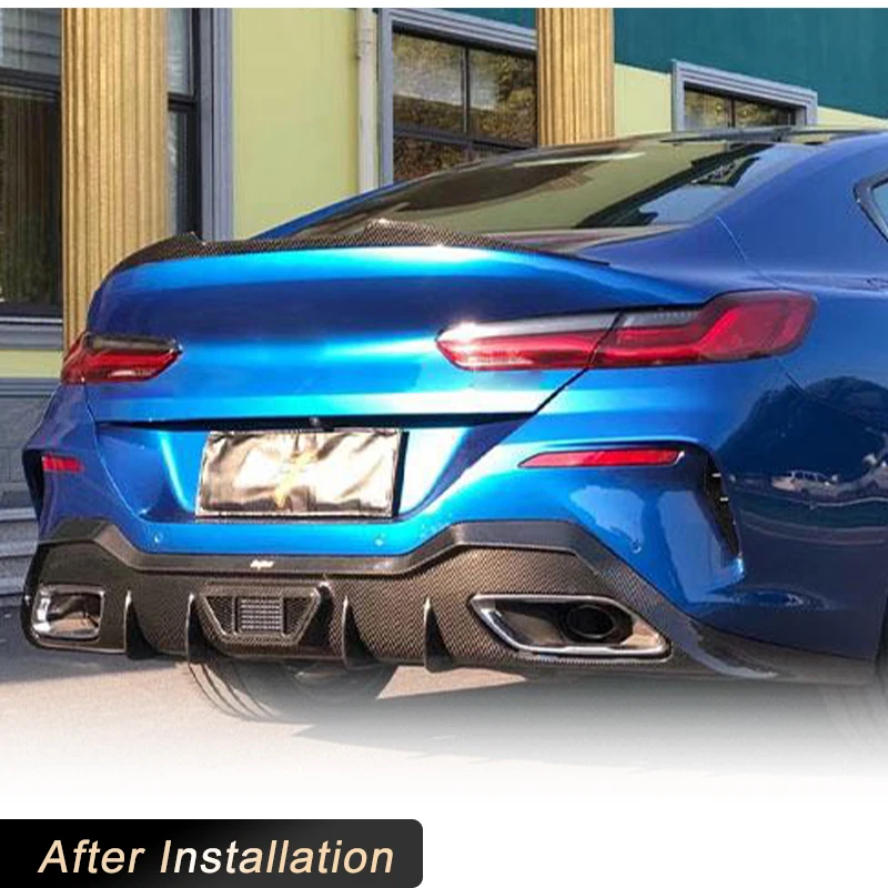أجنحة سبويلر خلفية من الكربون الجاف لسيارات BMW 8 Series G16 M8 840i M-Sport 2018-2020 سباق السيارات الخلفي سبويلر التمهيد الجناح الشفاه #4