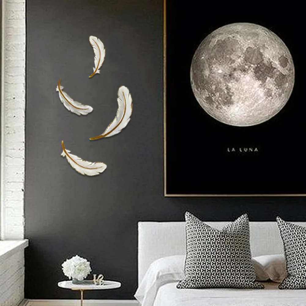 Feather Sofa Background Wall Pendant Creative Porch Wall Decoration Nordic Luxury Creative Resin Home Decoration Accessories