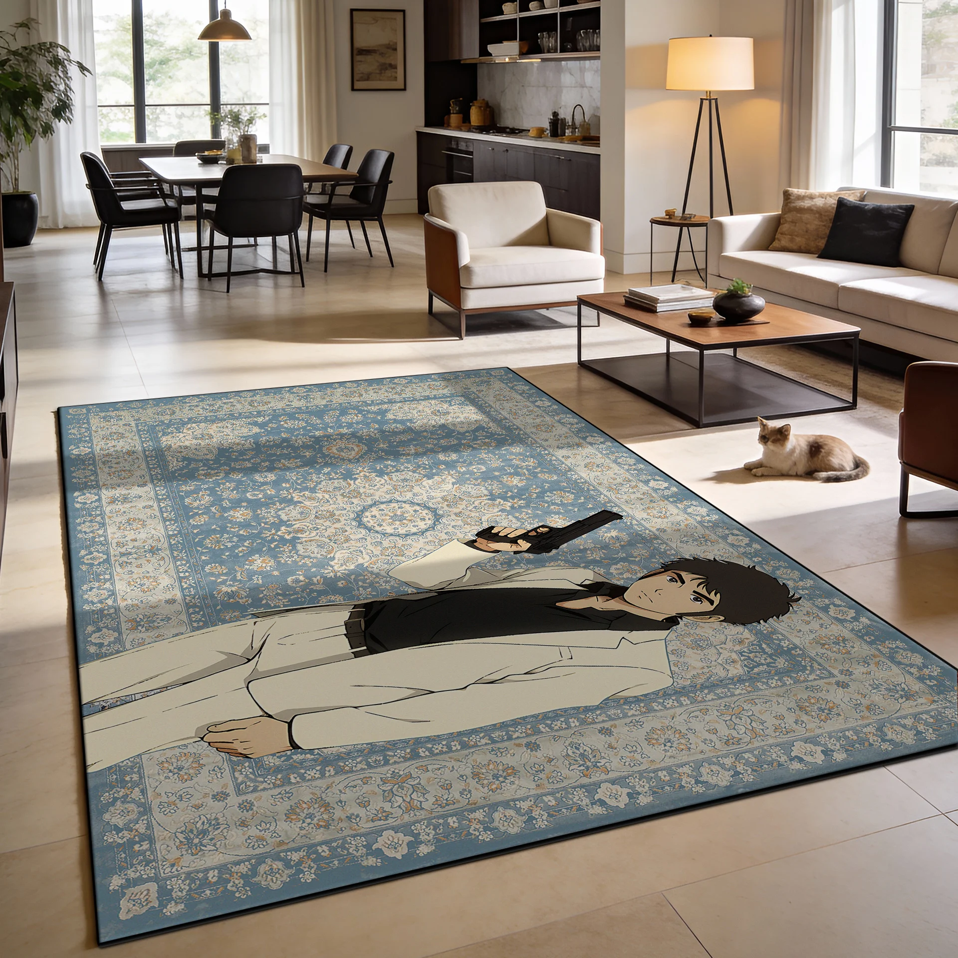 

Anime Persian Retro Desig Living Room Carpet Fashion Decoration Classical Non-slip Large Rugs Lint-free Bedroom Lounge Floor Mat