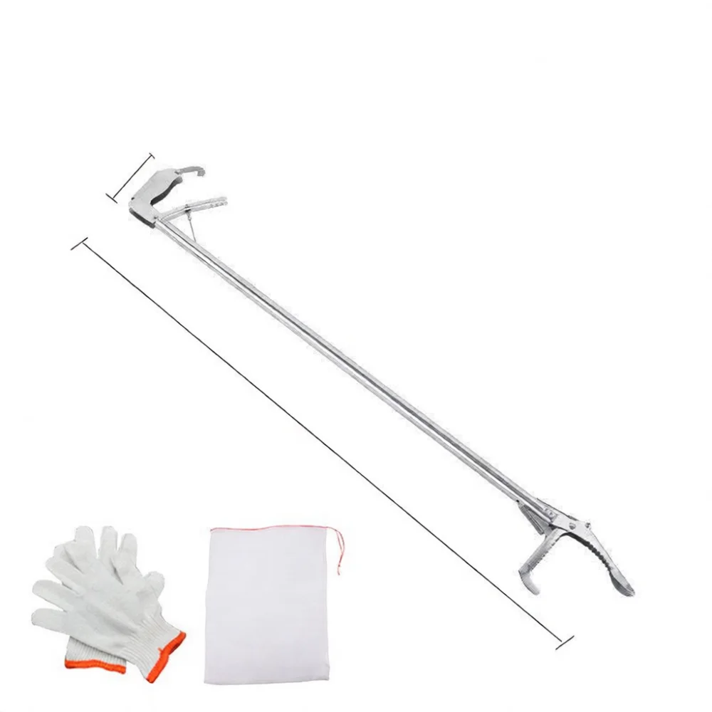 Professional Foldable Snake Tongs Stainless Steel Grabber Tool Reliable Fishing Clamp For Catching Eels Lobsters Waste Picker