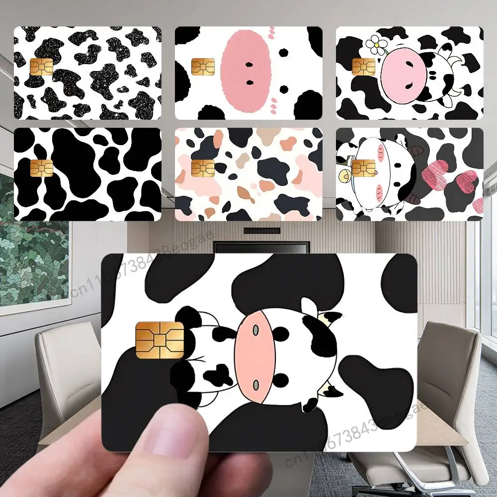 

Black White Art Print Cow PVC Sticker Film Tape Skin for Credit Debit Card For Credit Debit Card Small Large Chip