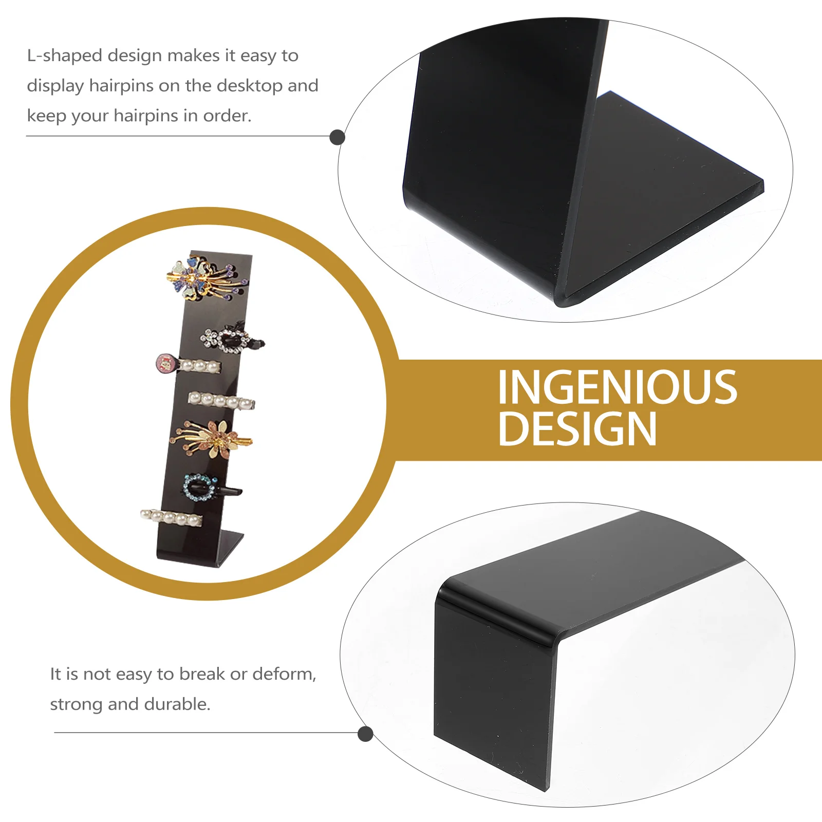 

2pcs Headwear Rack For Hairpin Organizer L-Shaped Barrettes Stand Black Hair Accessories Holder Display Storage Solution