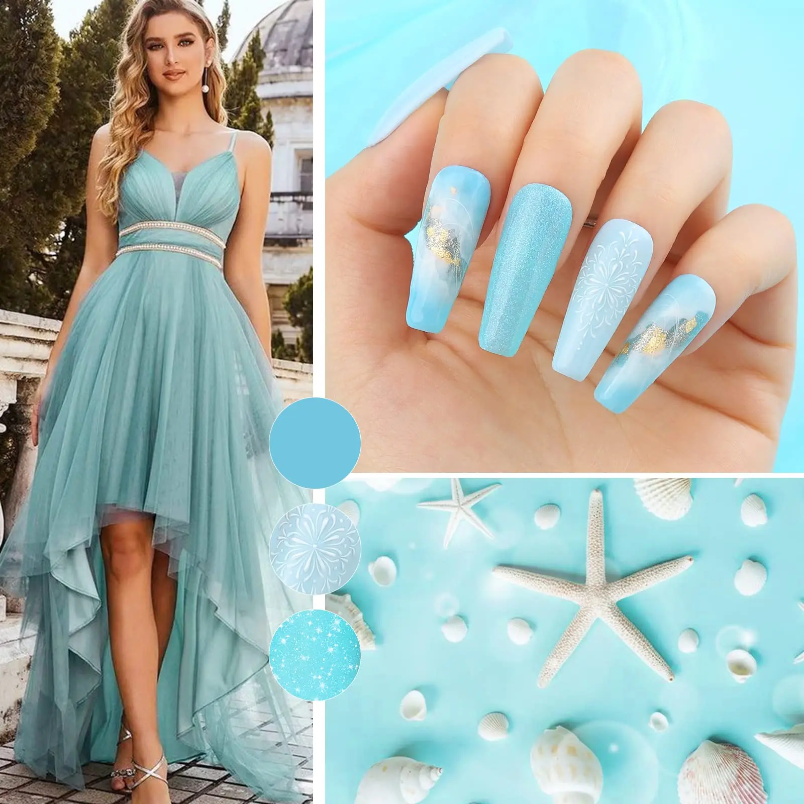 Conjunto de pó acrílico para unhas: 10g * 8 cores, pó acrílico azul para escultura em extensão de unhas acrílicas, adequado para unhas femininas