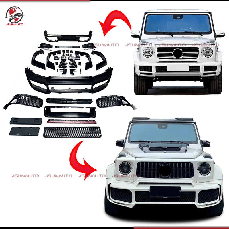 

Retorfit Автомобильная часть G800 B Стиль Передний и задний бампер Колесные арки для 2019-2024 G500 G63 W464 Широкое крыло Комплект кузова