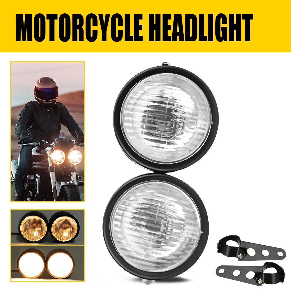 

2Pcs LED Motorcycle Headlights For Suzuki Yamaha Sachs Kawasaki Honda Driving Lamp With Bracket Motorcycle Headlamp Waterproof