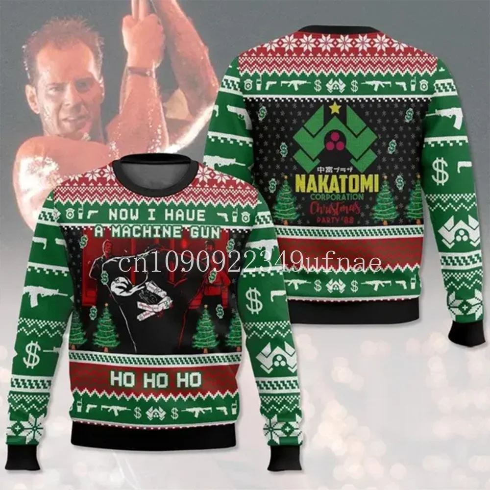 Nakatomi Plaza Ugly Christmas Sweater Men's Pullover 3D Fun Holiday Party Christmas Sweatshirt Kids Sweater 2024