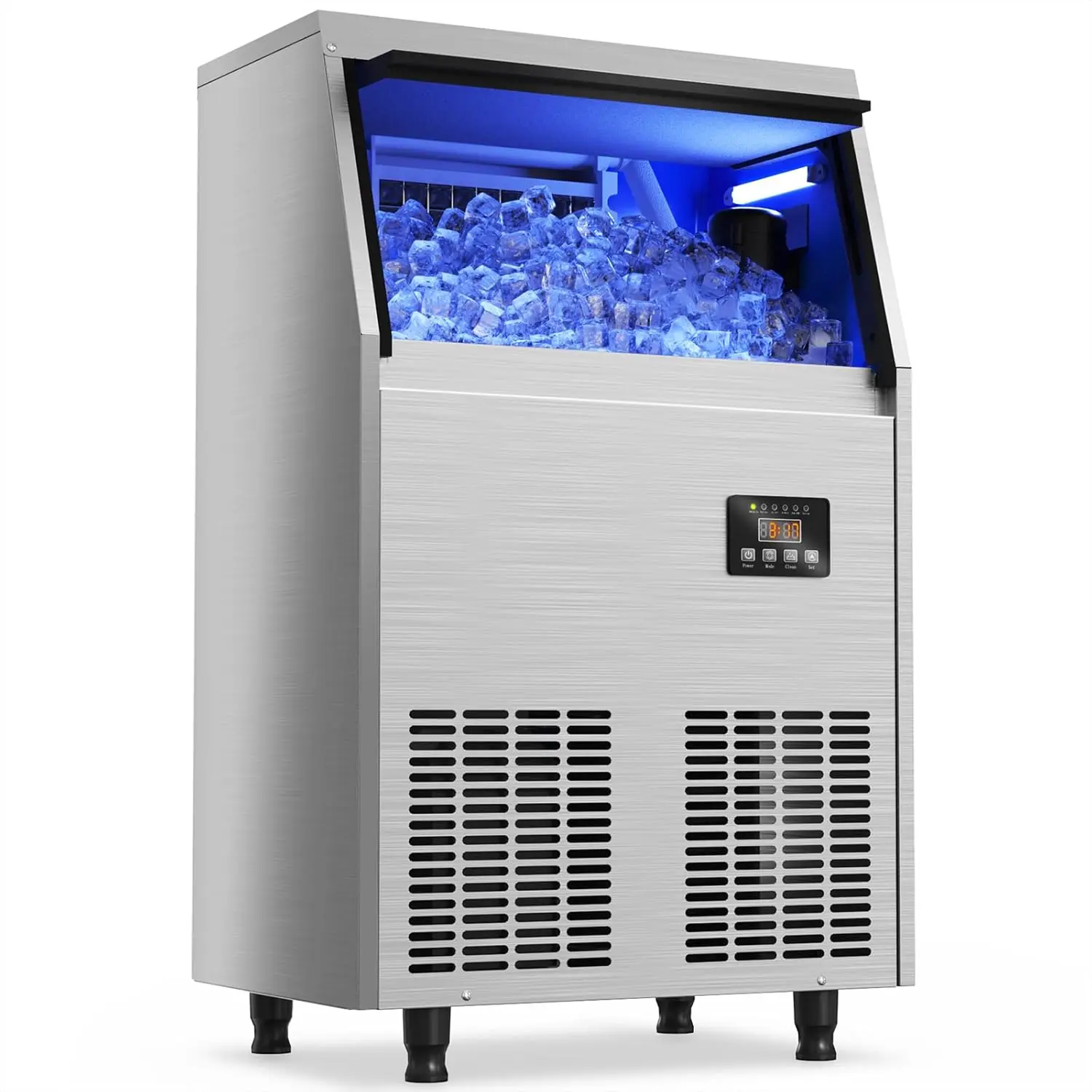 Commercial Under Counter Ice Maker, 100lbs/24H, ETL & DOE Certificated, 45pcs with 35lbs Storage Bin, Fan Cooling, Customized
