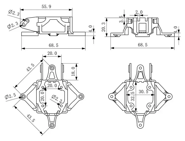 HappyModel 2025 Nuova staffa di montaggio sostitutiva Mobula8 HD O3 per unità aerea O3 e modulo Vista, parti fai da te per drone FPV
