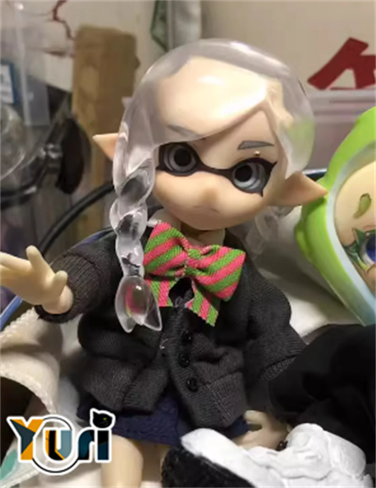 Yuri Gioco 3 Parrucca per capelli lunghi OB11 BJD fatta a mano Trasparente Testa di calamari Shell Polpo Shell Modello Face Game Regalo Cosplay