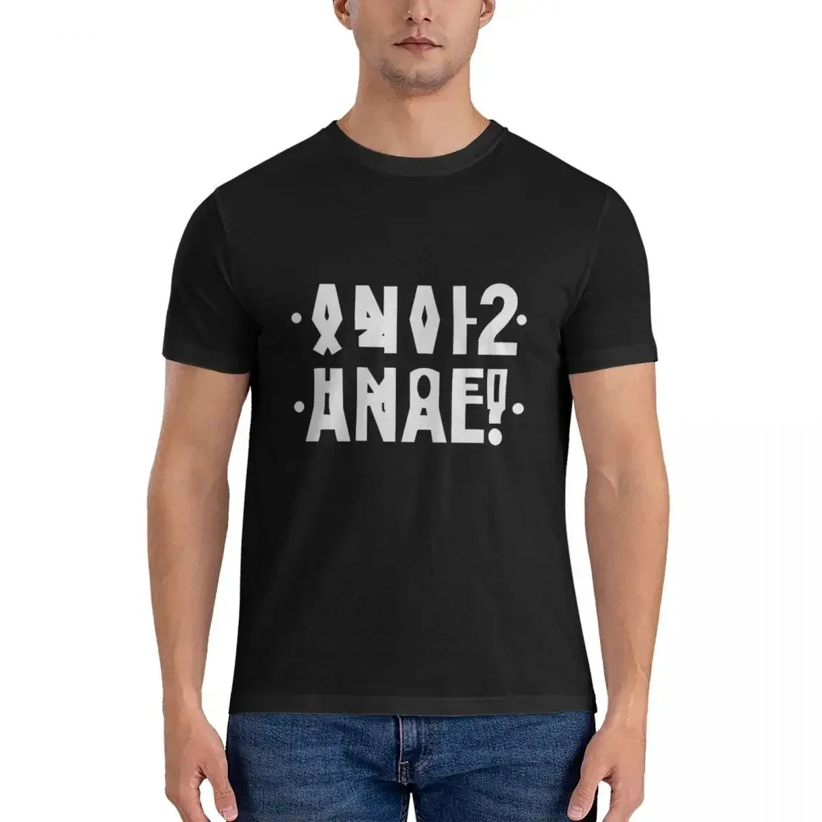 Hot Sale Funny Hidden Message Anal Russian Letter Anal 2021 Reflex T-Shirt Classic Men's T Shirt Crew Neck Tees Men Tops