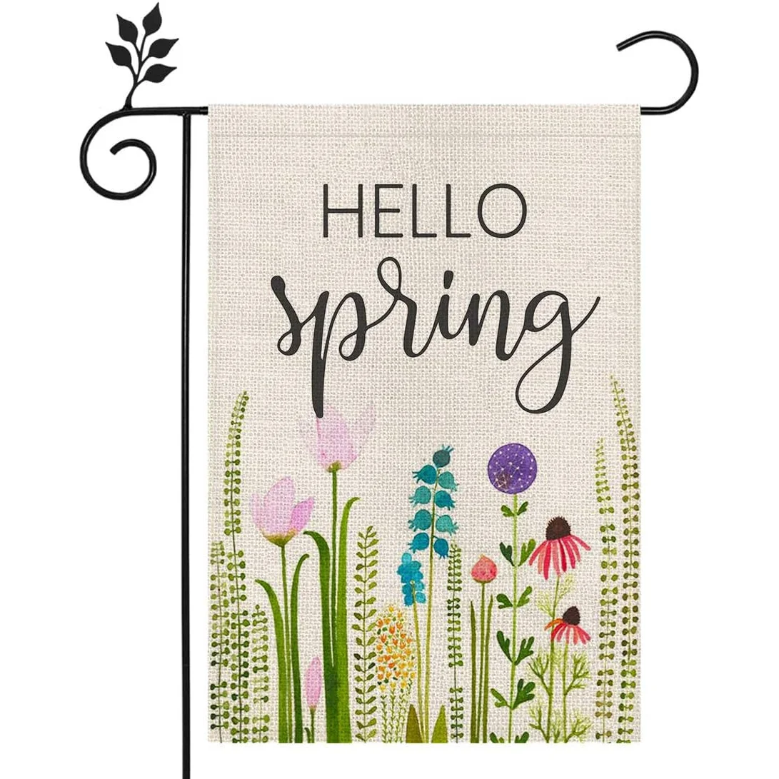 One Piece of a Double-Sided Seasonal Small Wildflower Yard Flag Measuring 12 by 18 Inches, Featuring a Spring Garden Design, Not