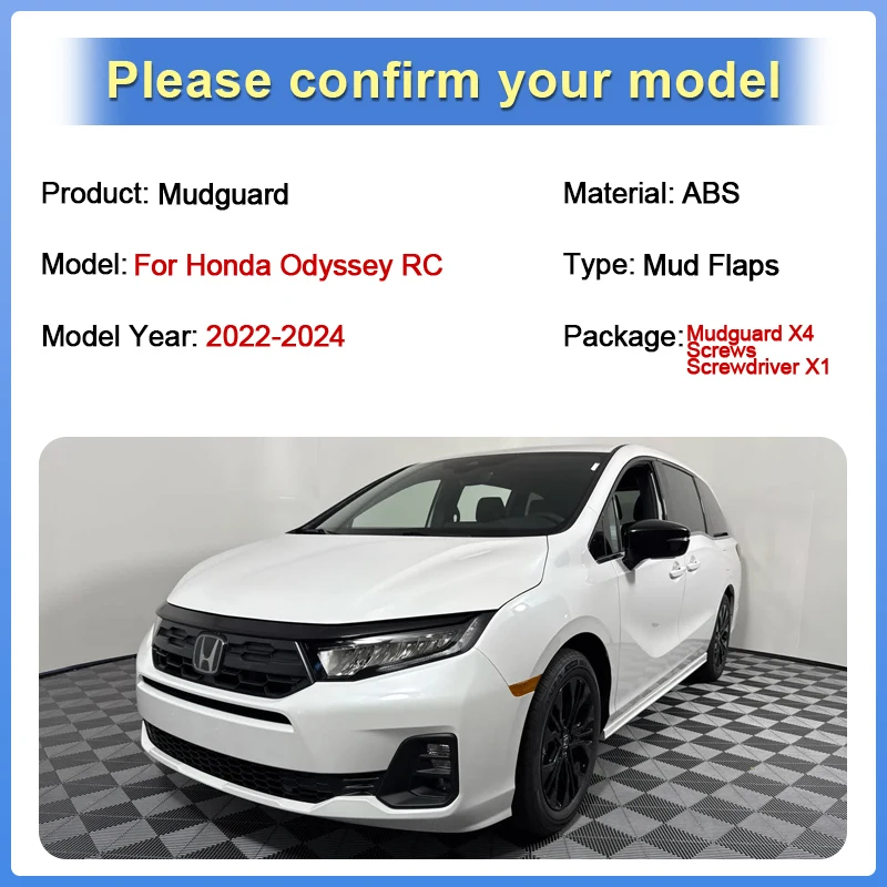 

Car Baking Paint Fender For Honda Odyssey RC 2022 2023 2024 Front Rear Mud Flaps Mudguards Splash Flaps Auto Tools Accessories