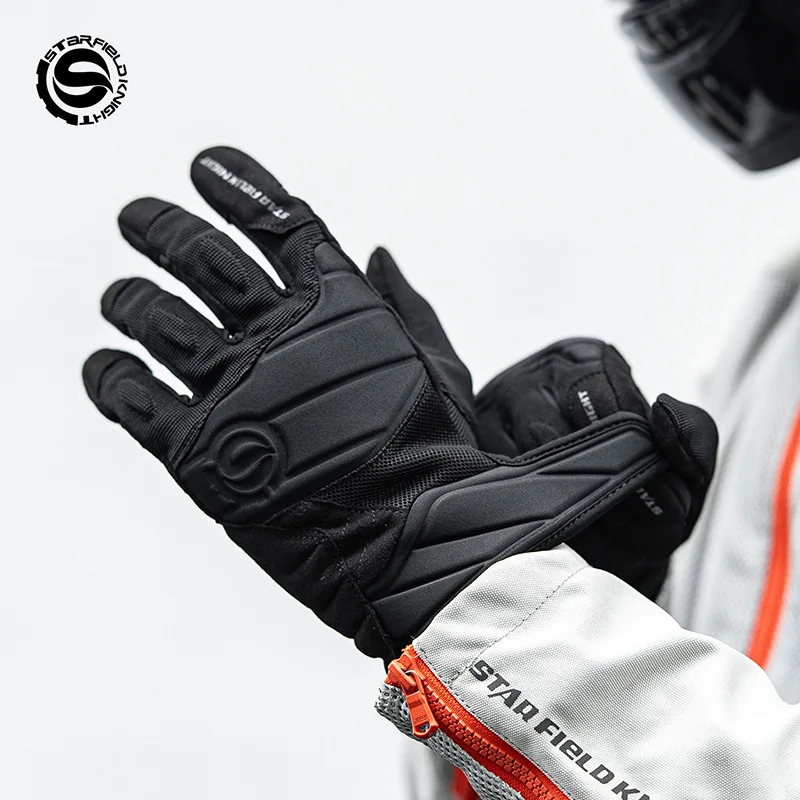 Retro Summer Mesh Motorcycle Riding Gloves Full Finger Anti-slip Shock Protective Motorbike Gloves For Men SKG564