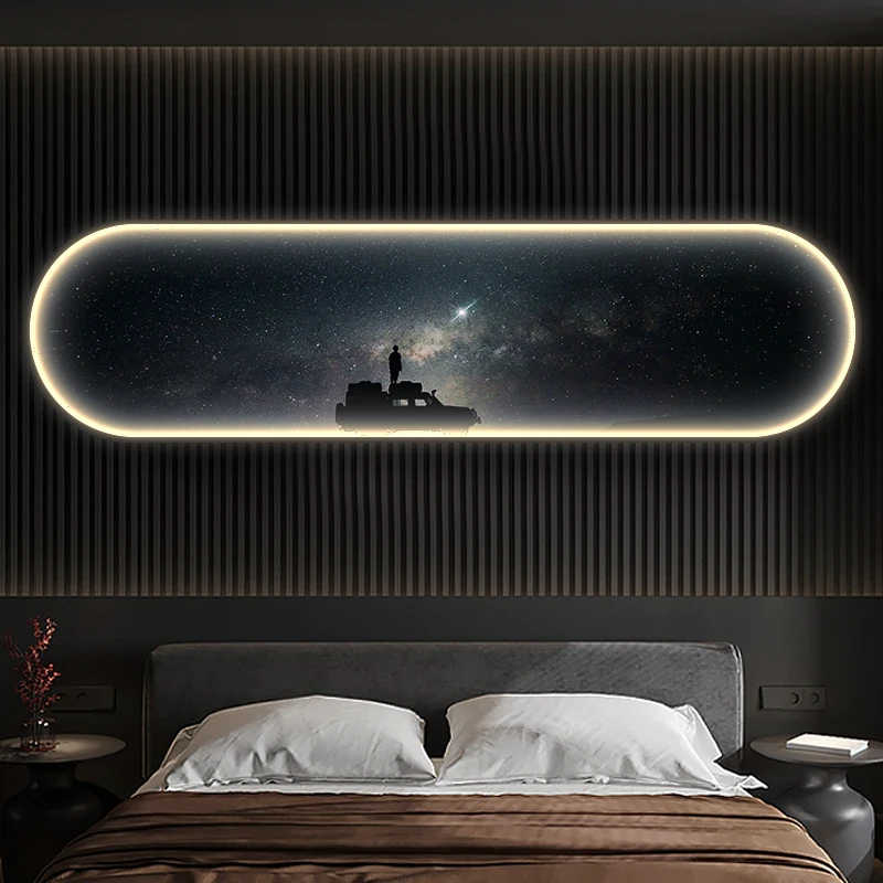 Modern Moon Interior Painting Led Wall Hanging Light For Bedroom Living Room Cafe Interior Home Decoration Hanging Fixed Light