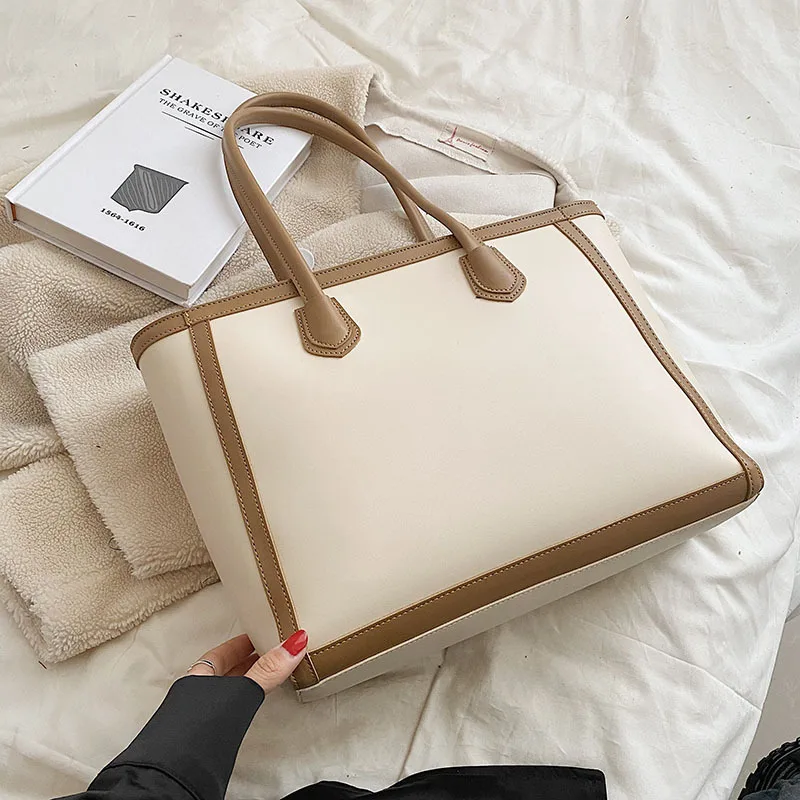 

Элитная большая сумка 2026 года, новая модная однотонная женская сумка через плечо, вместительная сумка-тоут, портативная женская сумка