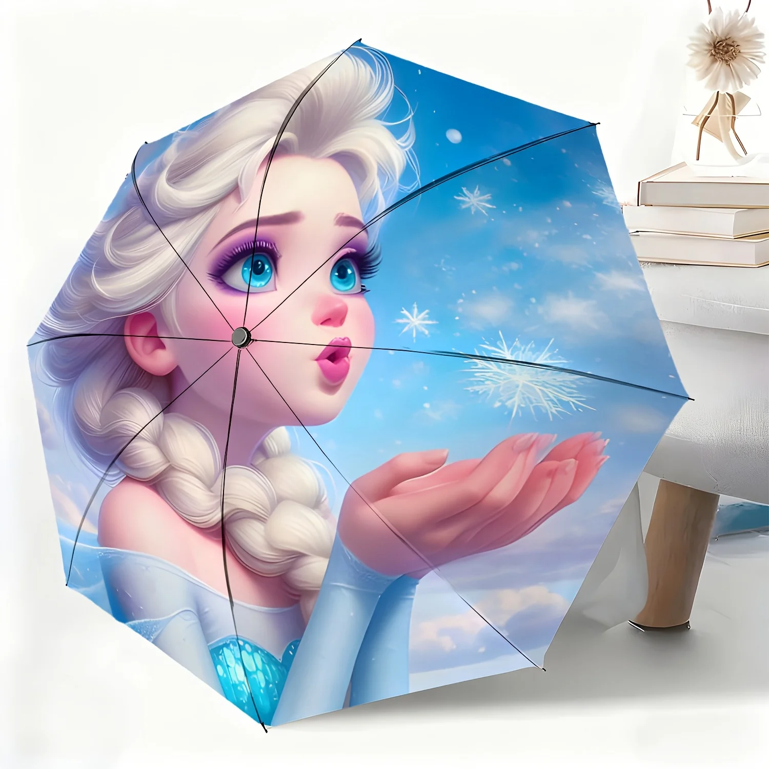 

Автоматический зонт Disney Frozen с принцессой Эльзой, 1 шт., всепогодный зонт двойного назначения для любых случаев, портативный складной зонт
