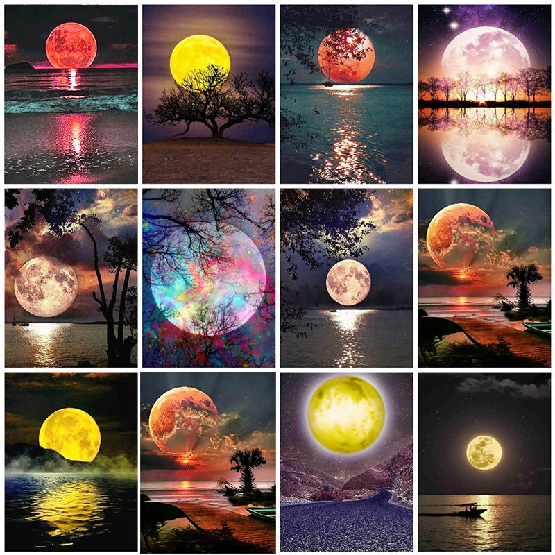 5D DIY Landscape Moon Diamond Painting Mosaic Embroidery Handmade Needlework Children's Kids Room Decor Birthday Gifts