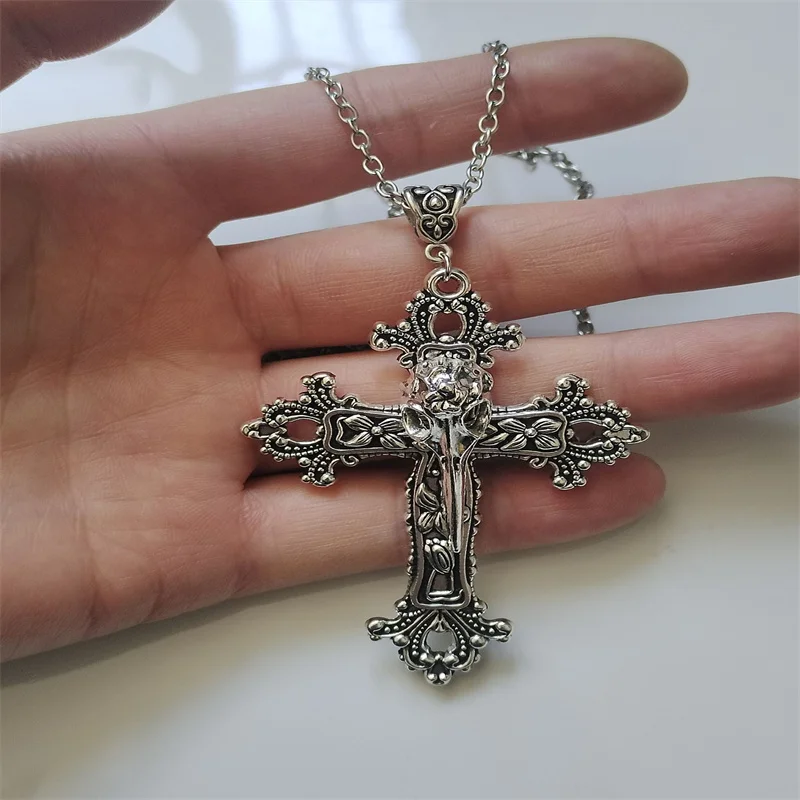 Antique Silver Color Victorian Style Bird Skull Cross Necklace Gothic Macabre Lovers Great Gift Halloween Amulet Edgy Jewelry