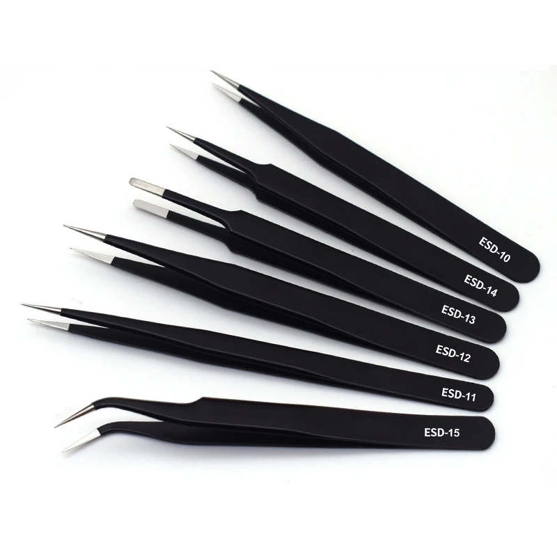 6 Pcs/Set Nail Art Equipment Stainless Steel Anti Static Maintenance Nail Tool Beauty Manicure DIY Lash Tweezer Makeup Tools