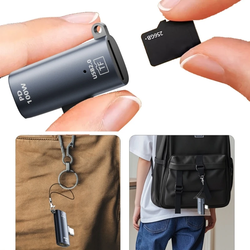  Portable USB C TF Card Adapter  for Camera Memory Card Reader Simultaneously