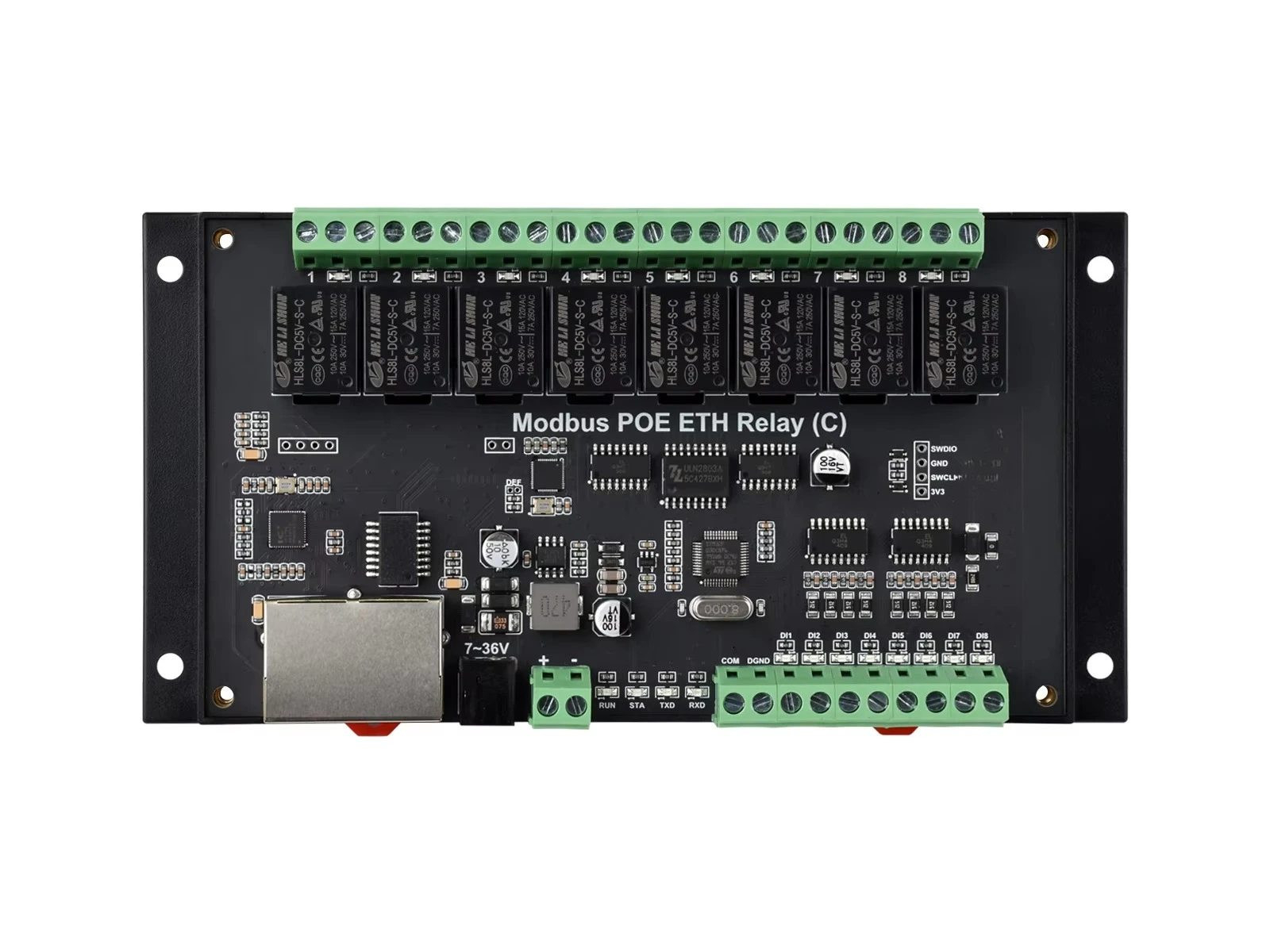 Dual Ethernet Ports 8-ch Relay Module Ethernet Port Communication, Supports Ethernet Port Cascade, Modbus Protocol