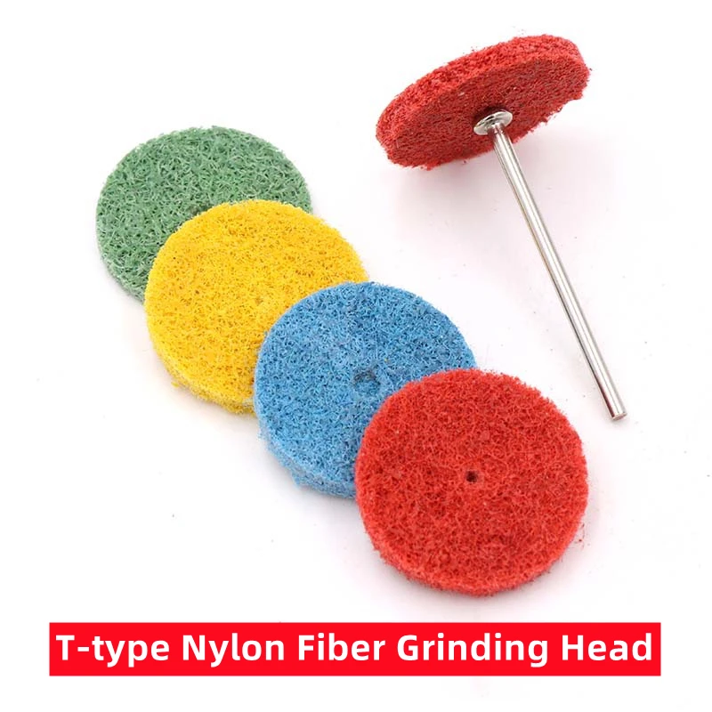 

1/5/10 шт., Т-образная абразивная насадка из нейлонового волокна, 150-600 Грит, 2,35/3 мм, хвостовик шатуна, полировальная абразивная накладка, мини-Вращающийся инструмент