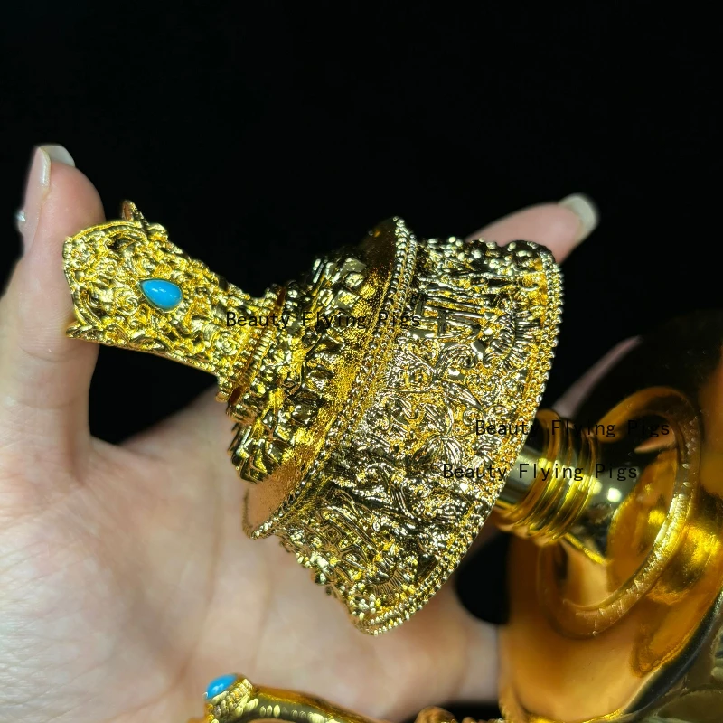 17 センチメートル合金仏教浄水ボトルタントラ祈り仏ポットチベット