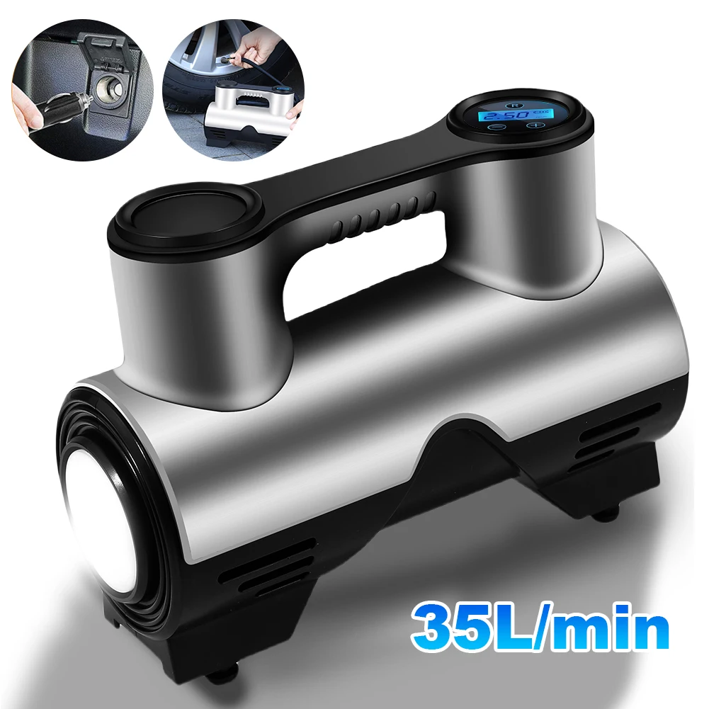 

Car Air Compressor 120W Electric Tire Inflator with LED Light Electric Tyre Inflatable Pump LCD Display Portable Tire Inflator