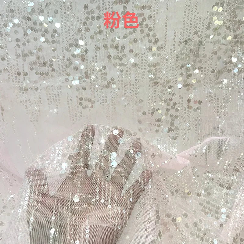 刺繍チュール不規則なグリッター生地散在ストライプスパンコール付きウェディングドレスガウン素材