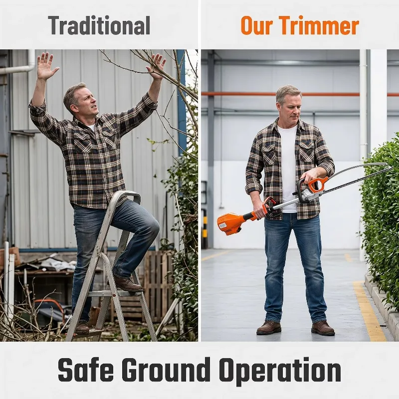 Industrial 40V Cordless Hedge Trimmer 24.8 Inch Dual Blade Shrub Trimmer for Garden Fruit Tree Pruning OEM ODM