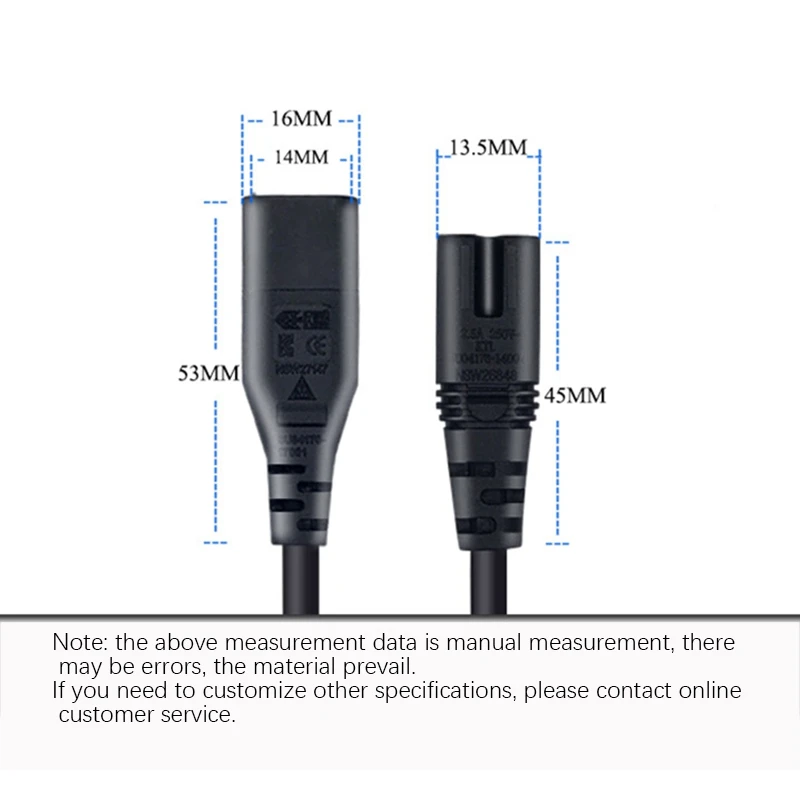#17P IEC320 C7 to C8  Extension Cable,IEC 320 C7 Female to C8 Male Cable for Speaker and Printer(0.3M) (black)