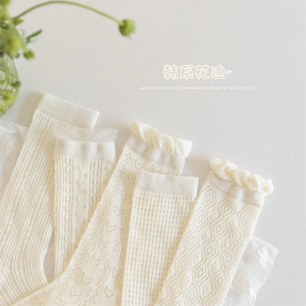 Girls Socks Thin Mosquito-Proof Mesh White Lace Princess Breathable Calf Baby Stockings in Summer. view 4