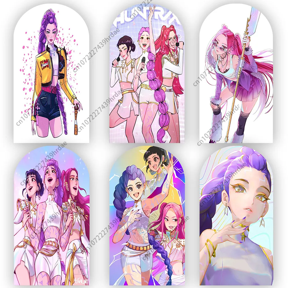 

KPop Demon Hunters Arch Backdrop Cover Kids Girl Birthday Party Background Decor Wall Singing Group Concert Baby Shower Banner