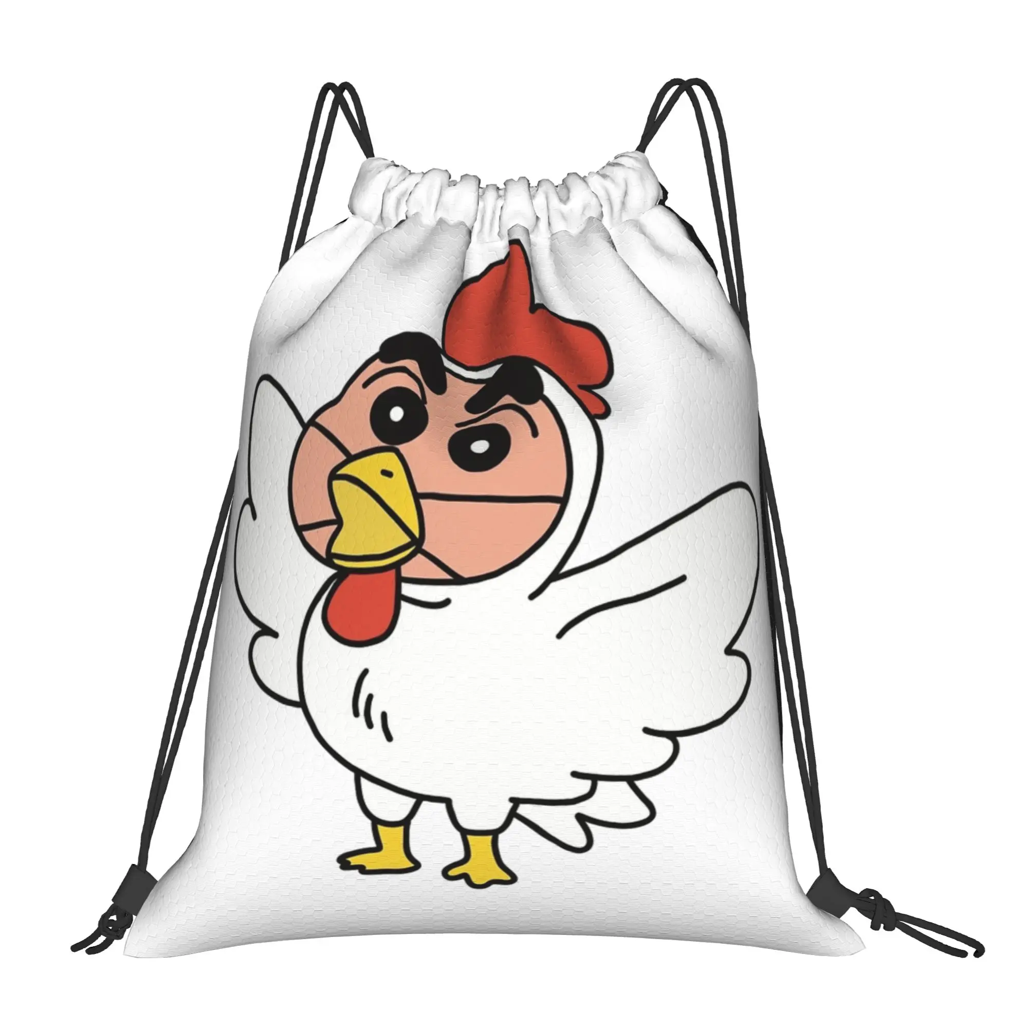 Crayon Shin-chans hen Drawstring Backpack Gym Sports Sackpack Water Resistant  String Bag for Hiking
