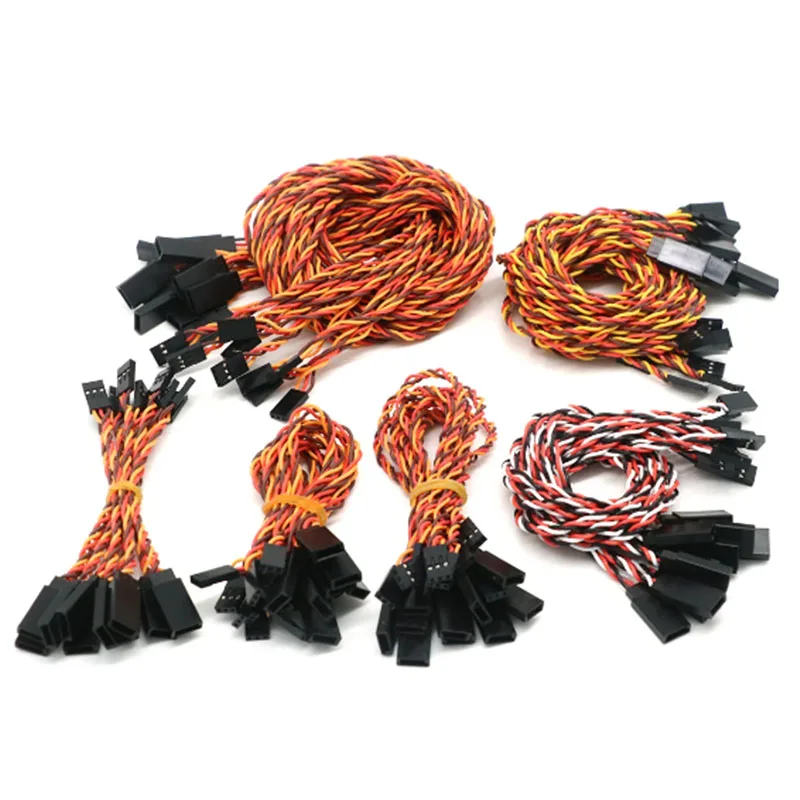 10pcs 10cm/15cm/20cm/30cm/50cm/100cm RC Servo Extension Cord Cable Wire Lead JR For RC Helicopter Ariplane Fixed-Wing Drone