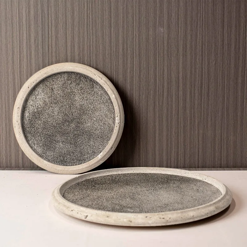 

Wabi Sand travertine simple desktop tray decoration homestay model room coffee table countertop storage tray
