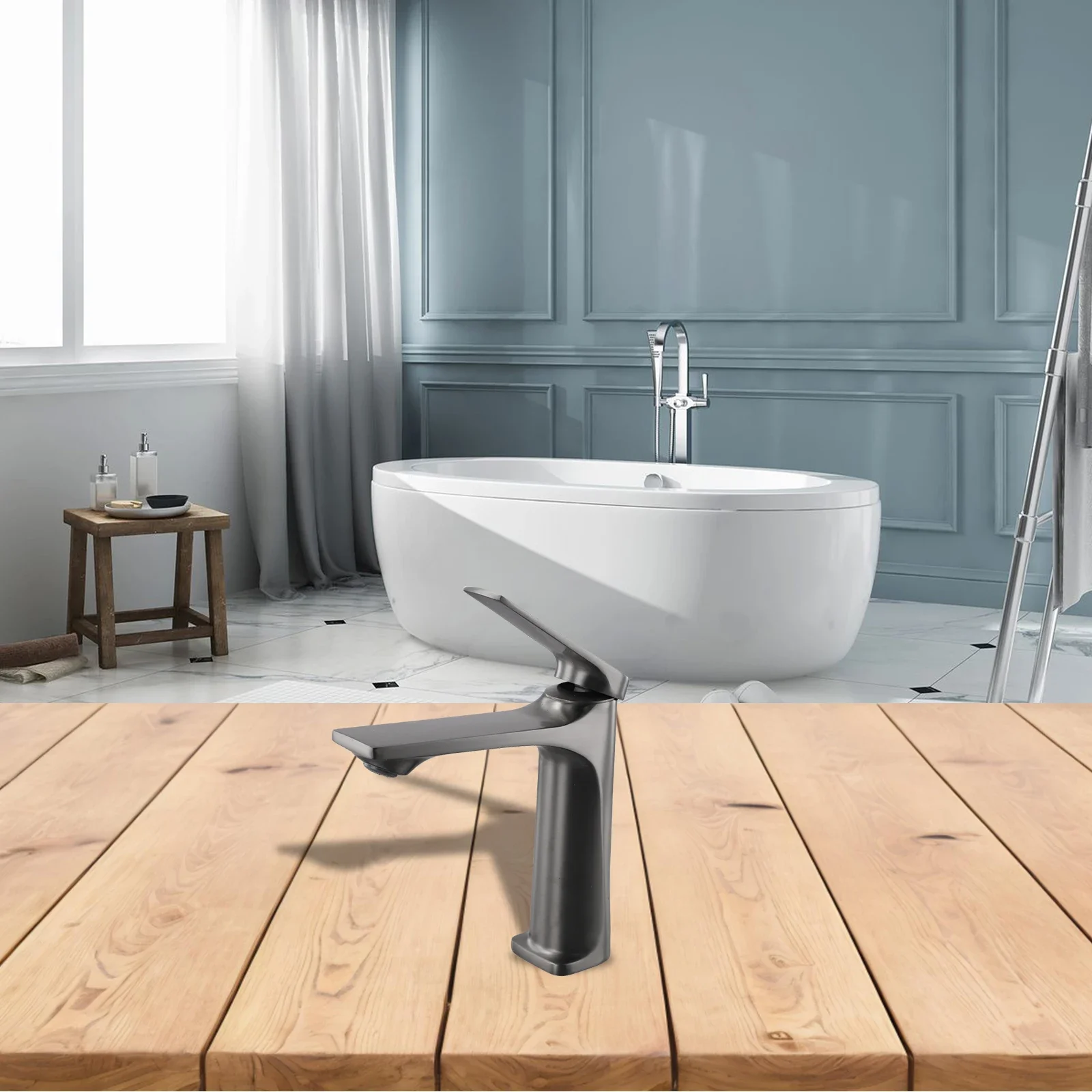 Brass Core Modern Bathroom Sink Faucet Single Handle Deck Mounted Wash Basin Water Tap Hot And Cold Mixer