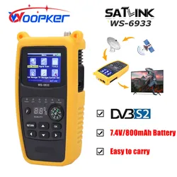 Woopker WS-6933 DVB-S2 FTA C & KU 밴드 디지털 위성 파인더 계량기, 2.1 인치 LCD 디스플레이, 7.4V/800mAh 배터리, 새트링크 WS 6933