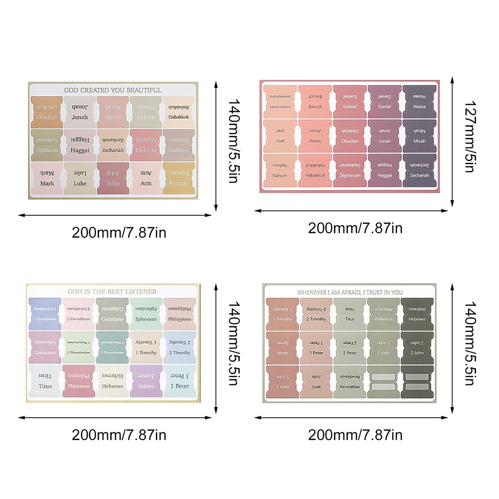 5 Sheet Self-adhesive Paper Tabs Bookmark Stickers Easy Read Bible Book Tabs Study Supplies Decorative Label for Study Reading
