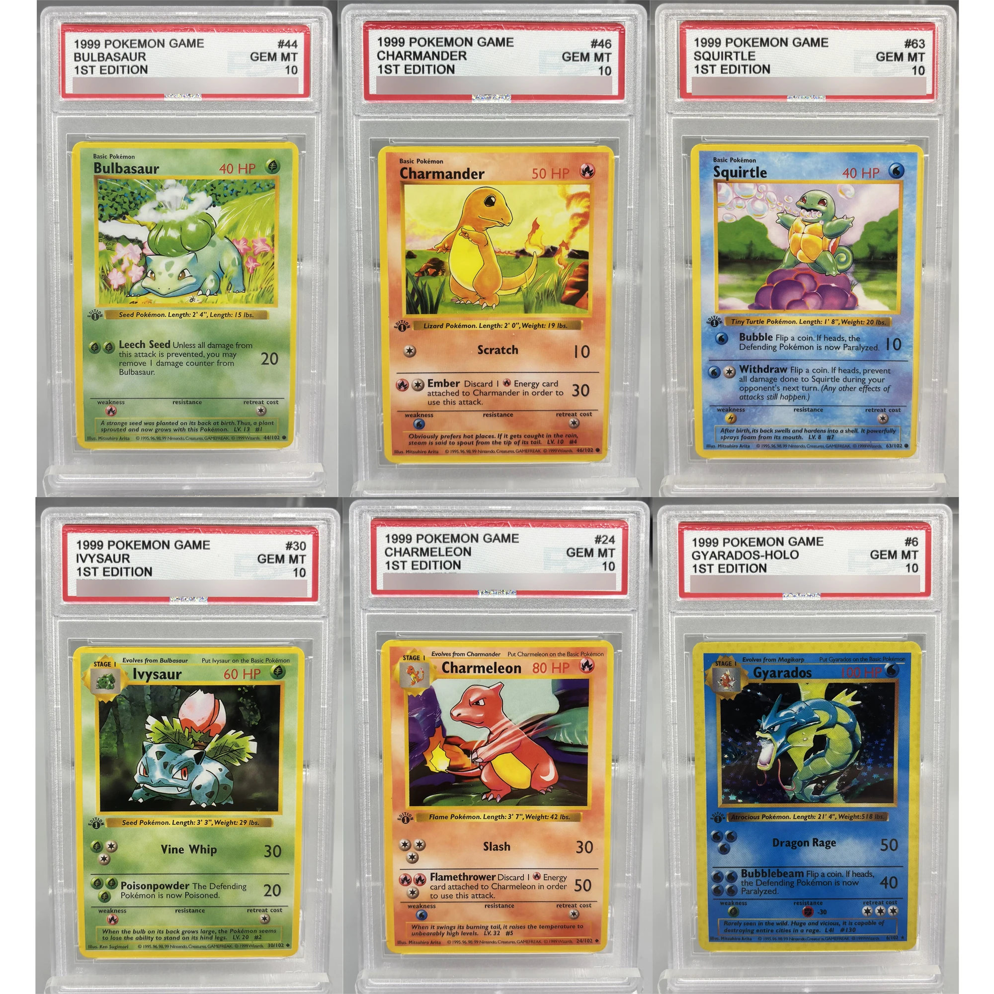 

English PTCG First Generation Bulbasaur Squirtle Charizard Rating Card Diy Self Made Copy Version Anime Collection Card Gift Toy