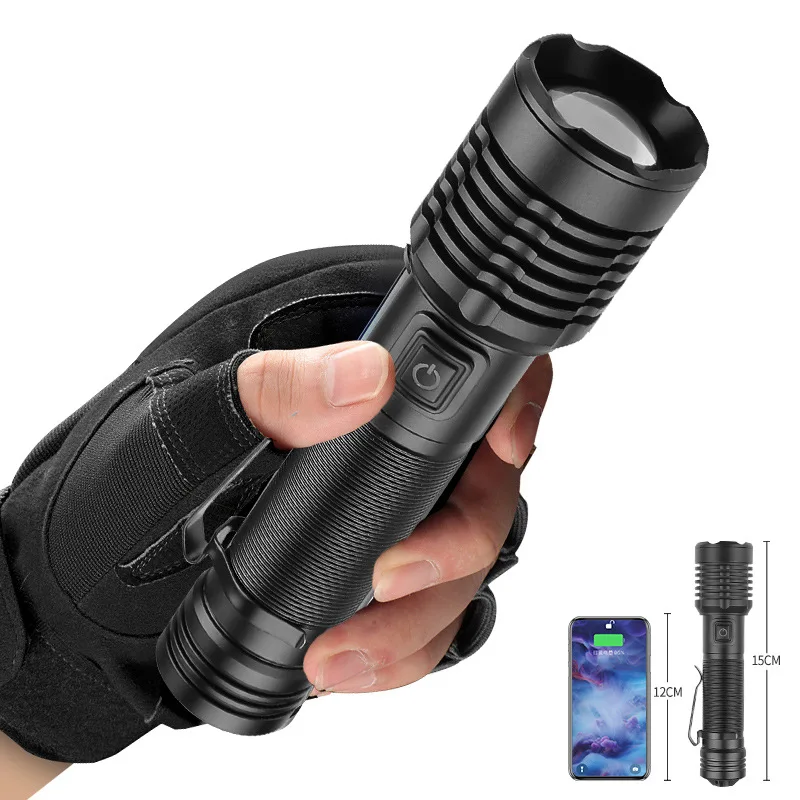 

New XHP50 Zoomable Flashlight - TYPE-C Rechargeable Compact Lightweight Multi-Function Torch with Pen Clip