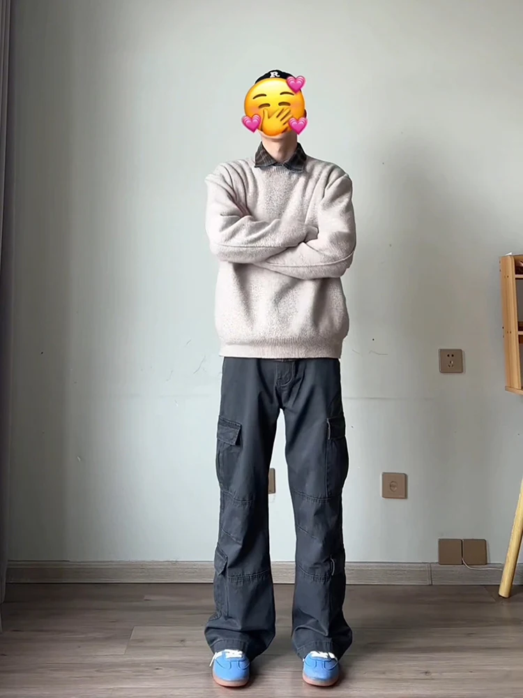 

Ретро американские рабочие брюки с несколькими карманами, мужские весенние прямые повседневные брюки CleanFit с завышенной талией, молодежные прямые брюки