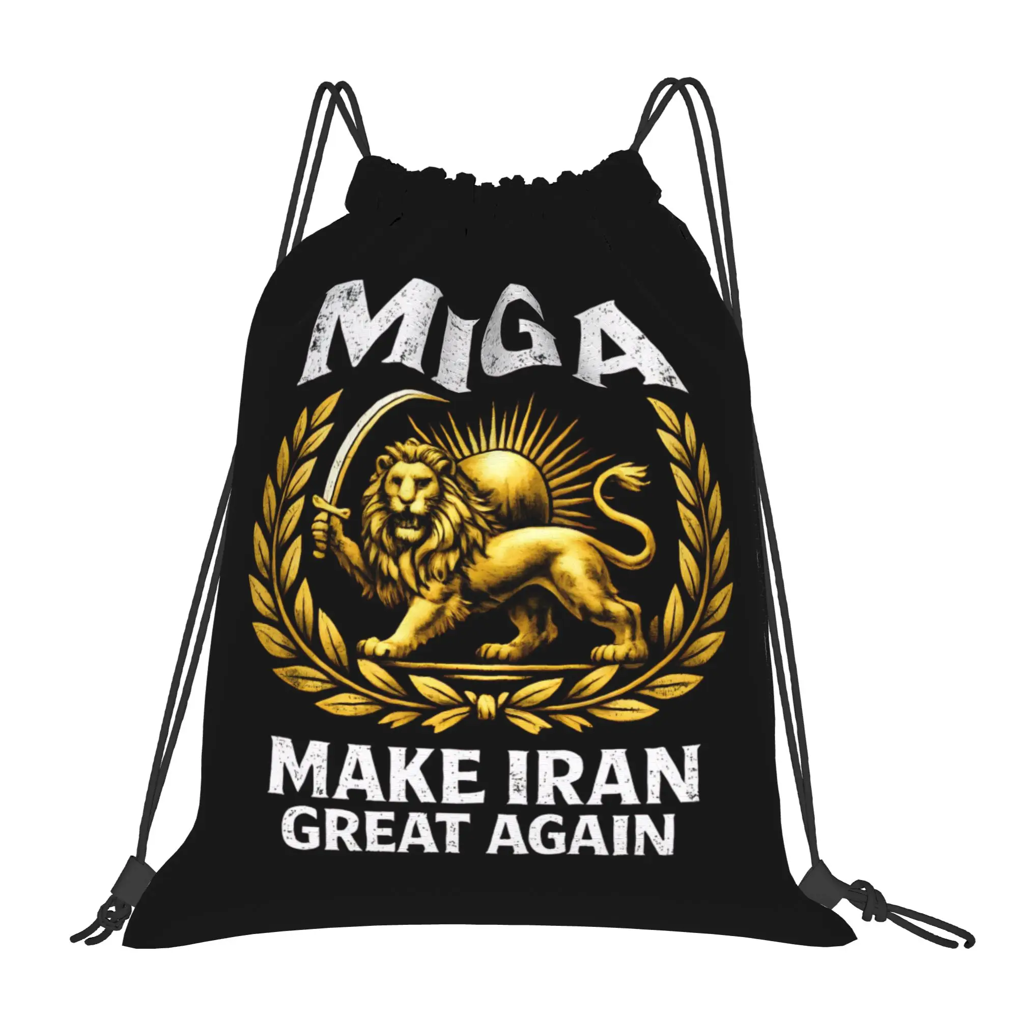

Спортивная сумка-мешок MIGA Make Iran Great Again с персидским львом и солнцем, водонепроницаемая, на шнурке, для спортзала