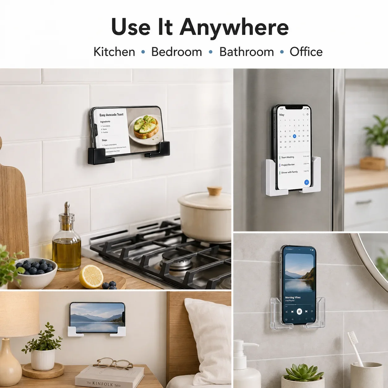 Versatile Wall Storage Box with Charging Hole, Wall-Mounted Holder for Phones, Remote and Sundries
