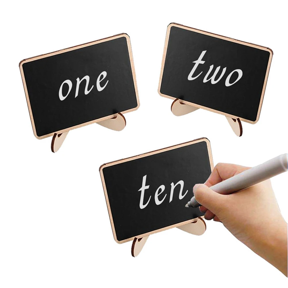 

10Pcs Mini Wooden Blackboard Chalkboards Removable Stand for Wedding Party Table Place Cards Wedding Blackboard