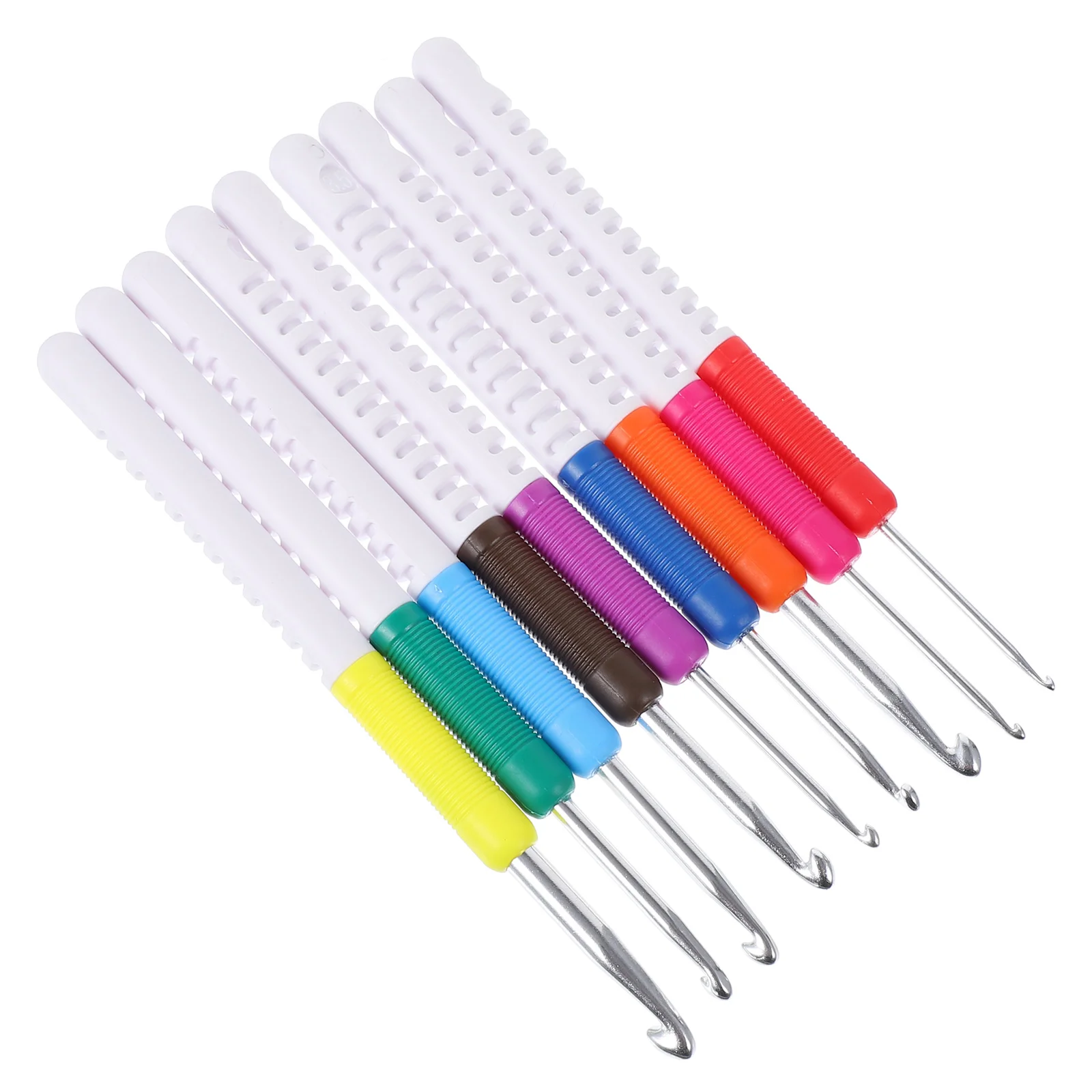 9 Pcs Crochet Hook Kit Plastic Aluminum Needles Lightweight Ergonomic Design Vibrant Colors Easy Identification Knitting Weaving